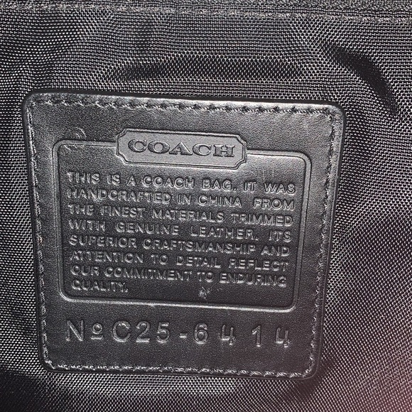 Gently Loved Tan Canvas Leather Laptop Crossbody Messenger Bag by COACH - Picture 7 of 12